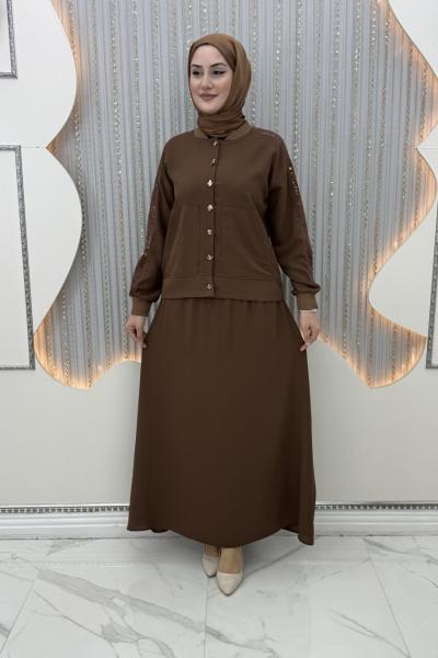 Elara Etekli Takım Kahverengi