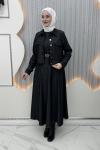 Elvan Kot Ceketli Elbise Siyah