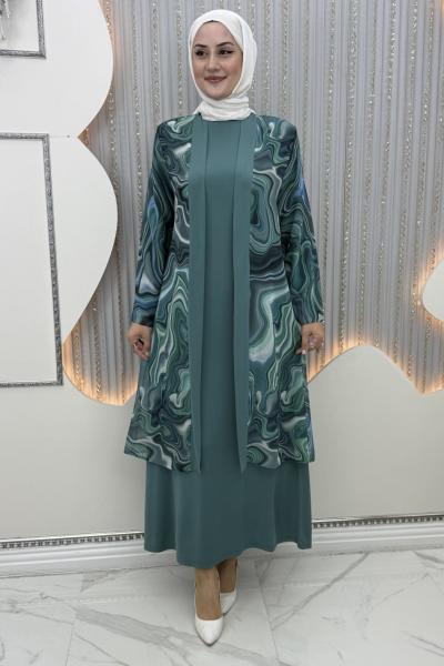 Galaksi elbiseli hırka Mint Yeşili