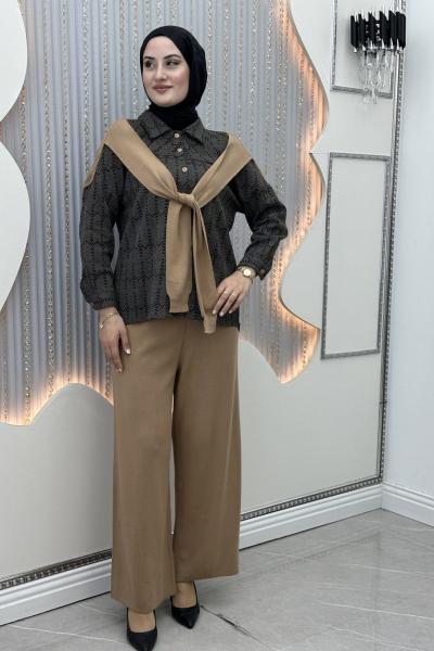 Gönül Pantolonlu Takım Vizon