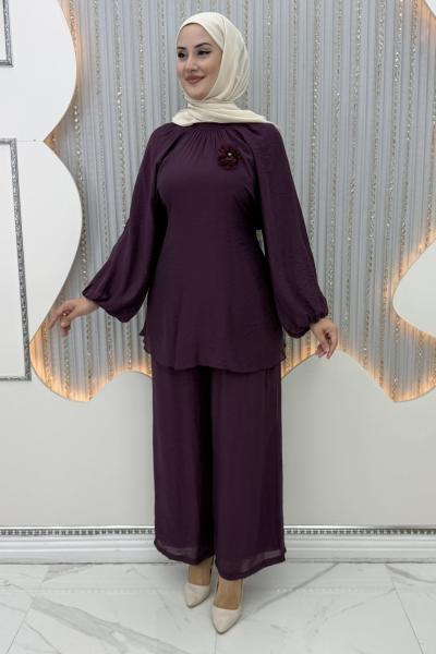 Gülhane Pantolonlu Takım Mürdüm