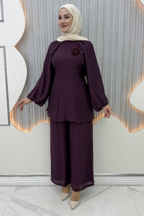 Gülhane Pantolonlu Takım Mürdüm