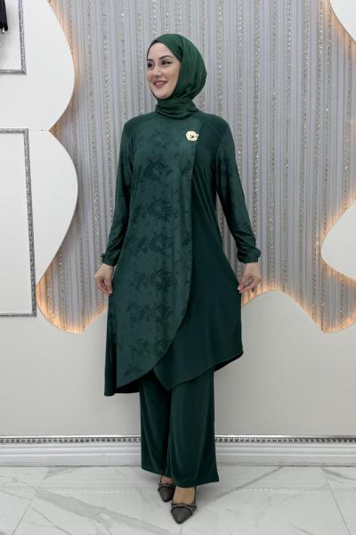 Gülümser Pantolonlu Takım Zümrüt