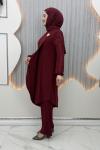 Gülümser Pantolonlu Takım  Bordo