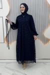 Güpür Elbise Lacivert