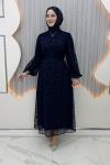 Güpür Elbise Lacivert