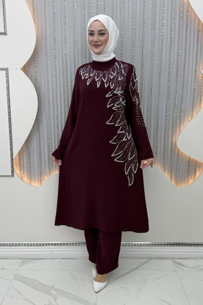 Hasret Pantolonlu Takım Bordo