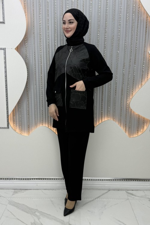 Hazel Pantolonlu Takım Siyah