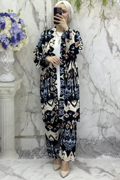 Henna 3 lü kimono Siyah