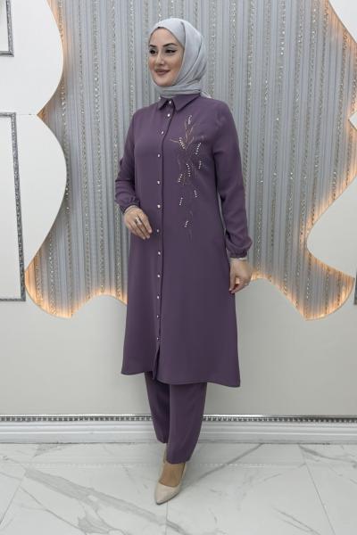 İkra Pantolonlu Takım Mor