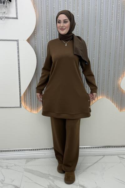 İlayda Pantolonlu Takım Kahverengi