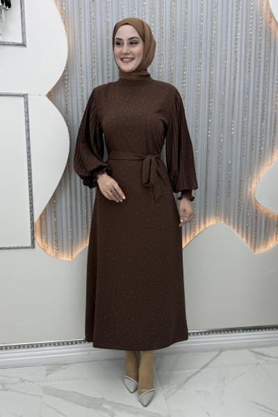 Işıltı elbise Kahverengi