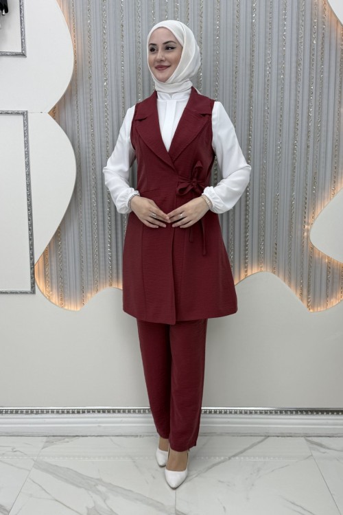 Kader Pantolonlu 3’lü Takım  Bordo