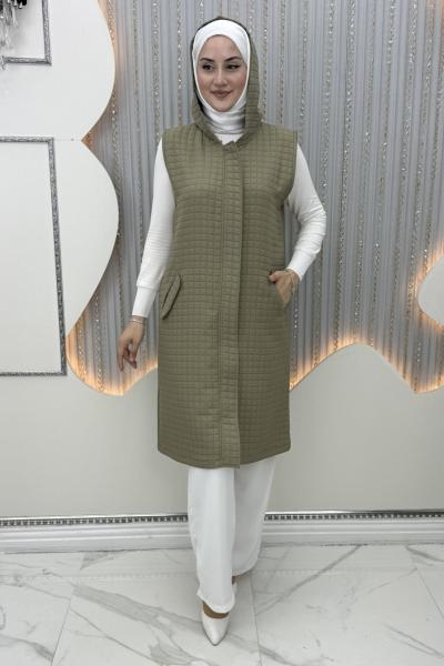 Karin Kapitone Yelek Nefti Yeşili