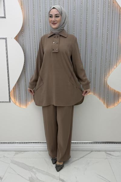 Karye Pantolonlu Takım Vizon