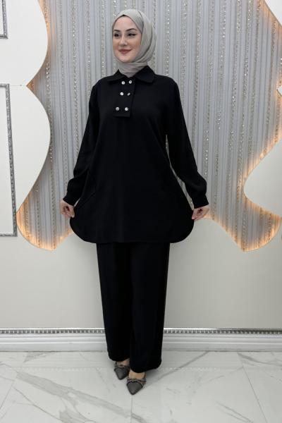 Karye Pantolonlu Takım Siyah
