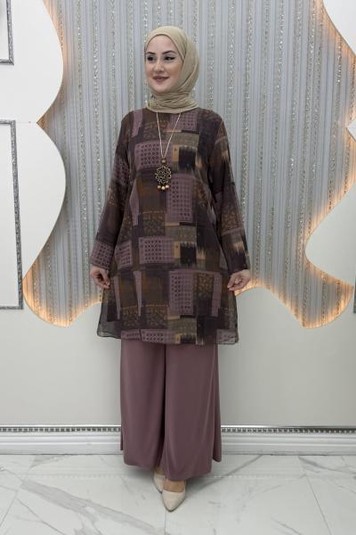 Karyel Pantolonlu Takım Gül