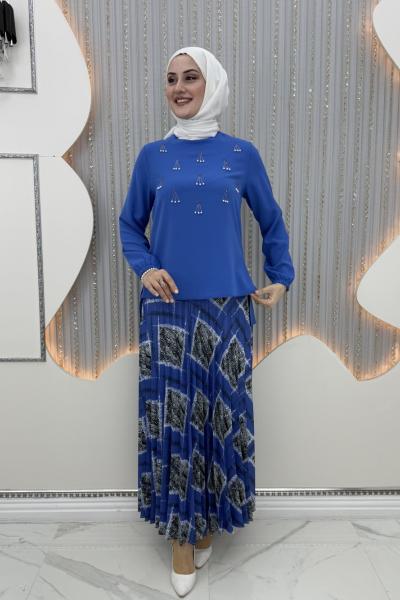 Kiraz Etekli Takım Mavi