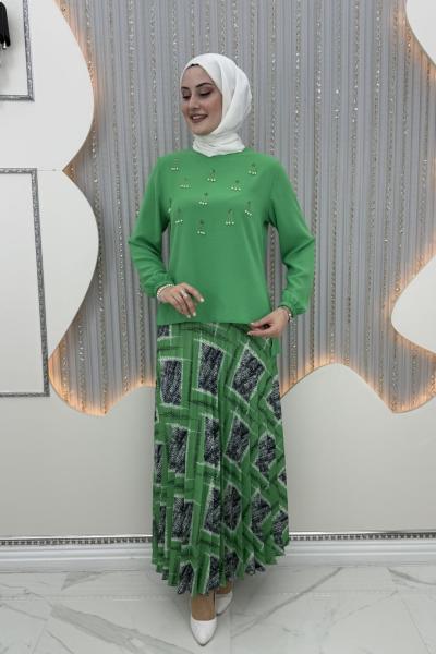 Kiraz Etekli Takım Yeşil