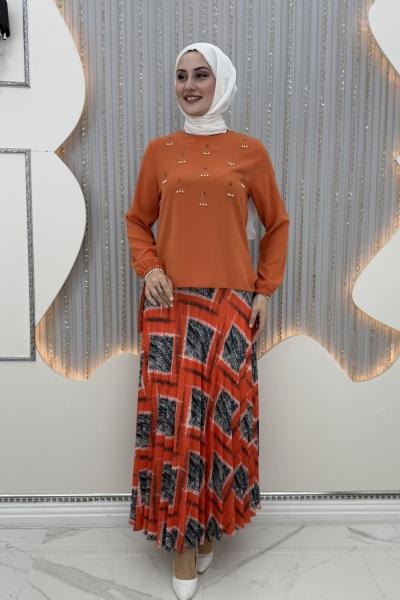 Kiraz Etekli Takım Turuncu