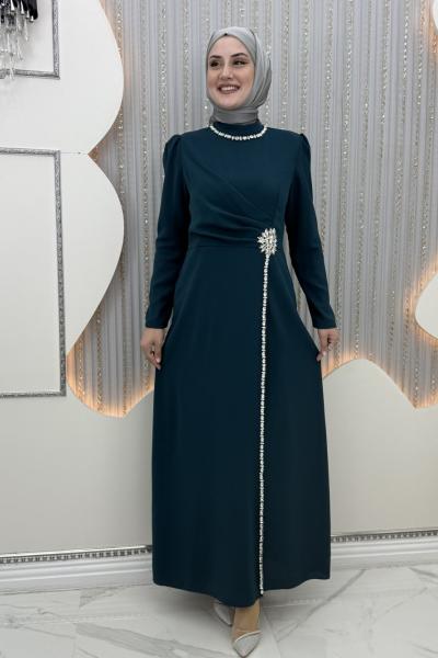 Kışmasalı Abiye Petrol Yeşili