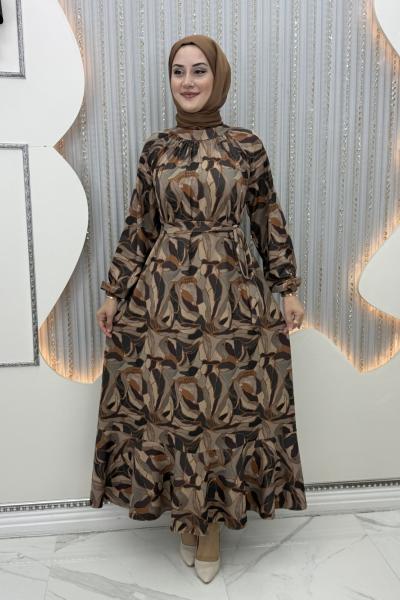 Kıvrım Elbise Kahverengi