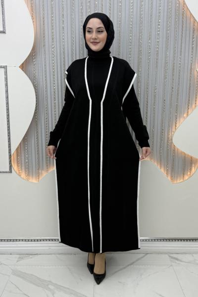 Lalin elbiseli hırka Siyah