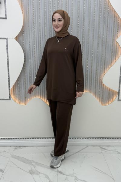 Leyal Pantolonlu Takım Kahverengi