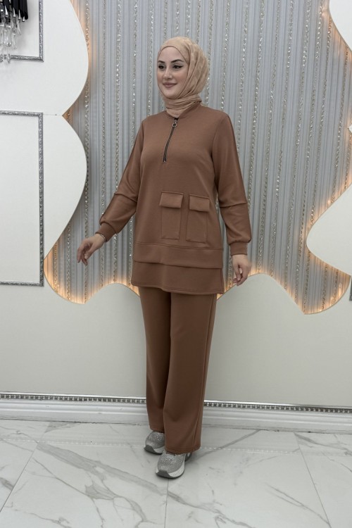 Maya Pantolonlu Takım Sütlü Kahve