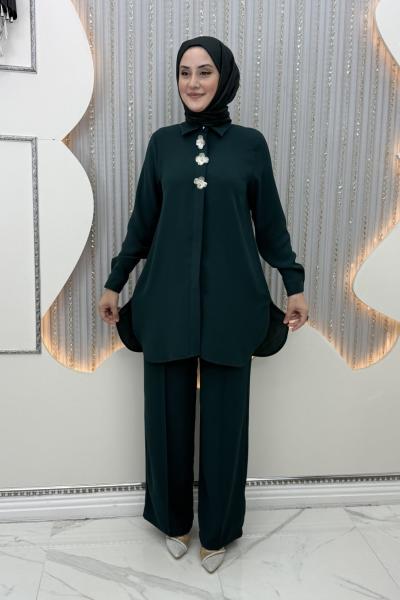 Menekşe Pantolonlu Takım Zümrüt