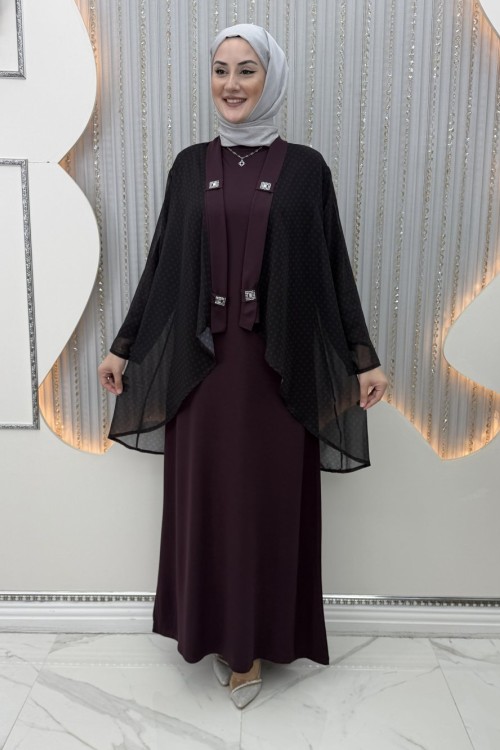Monika Elbiseli Hırka Bordo