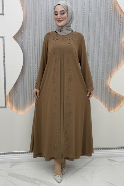 Mücevher elbiseli hırka Sütlü Kahve