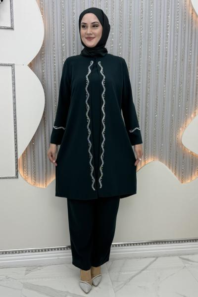 Muhteşem pantolonlu takım Zümrüt