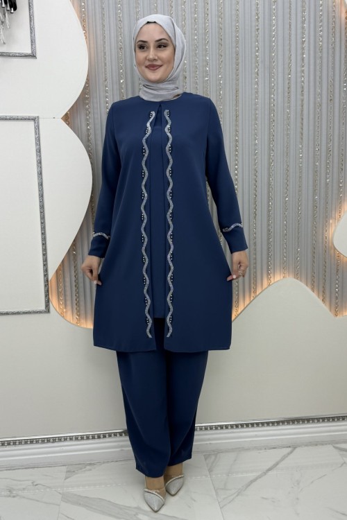 Muhteşem pantolonlu takım Mavi