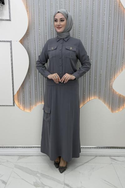 Nazenin Etekli Takım Gri