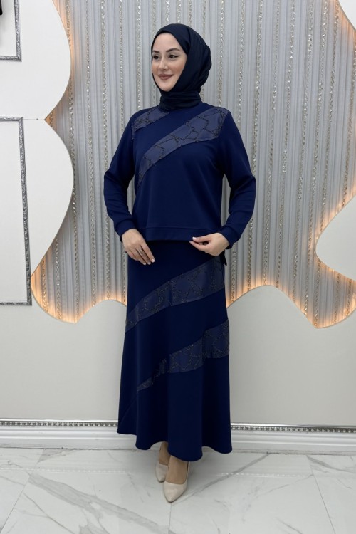Nilda etekli takım Lacivert