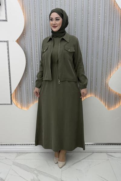 Nursena Elbiseli Hırka Haki