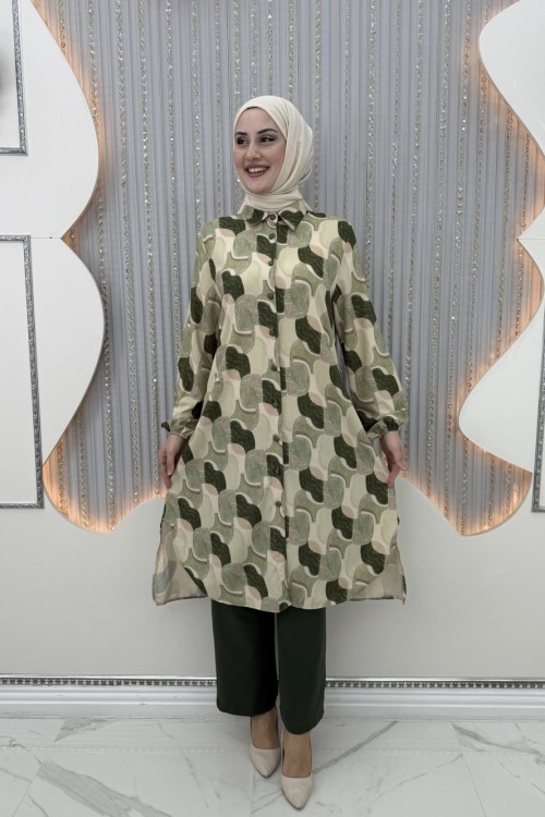 Oval pantolonlu takım Haki