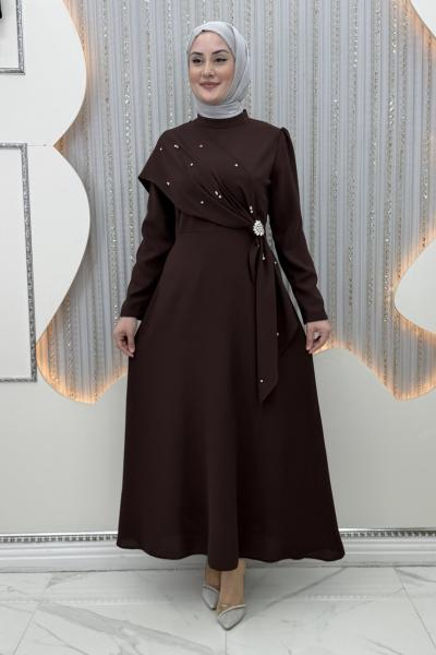 Parıltı Abiye Kahverengi