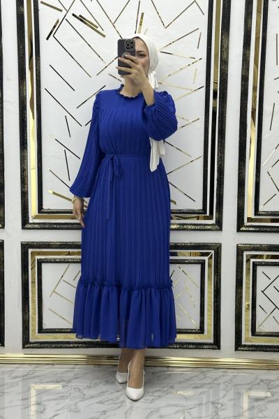 Peri Şifon Elbise Saks Mavisi