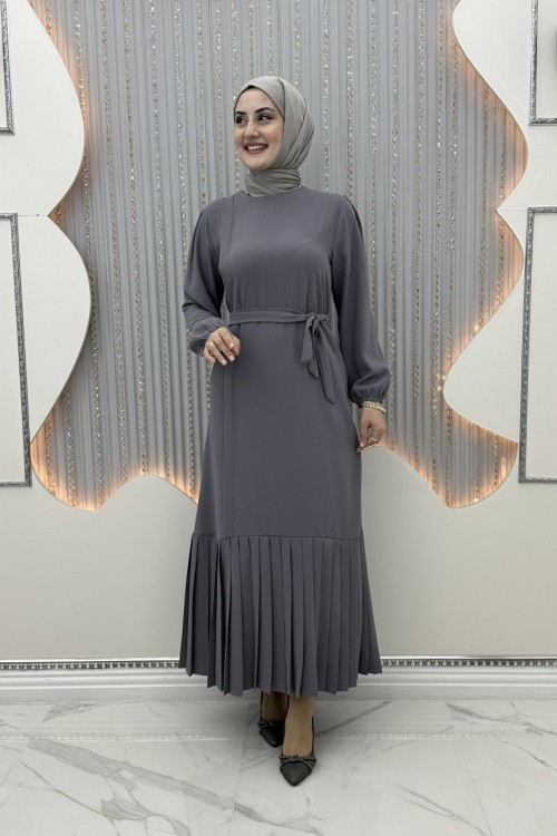 Piliseli düşsel elbise  Gri