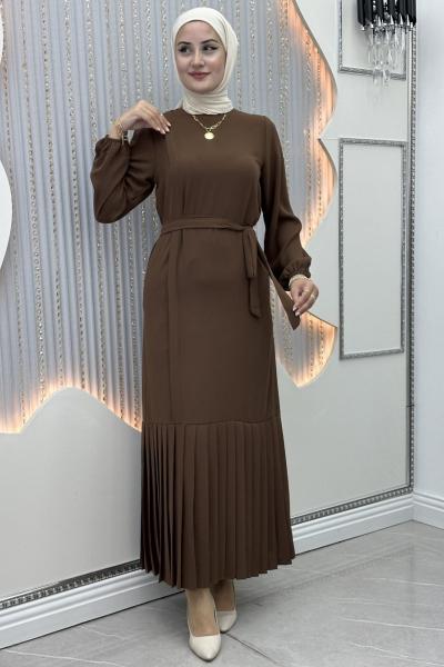 Piliseli düşsel elbise  Kahverengi