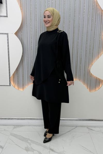 Reyna Pantolonlu Takım Siyah