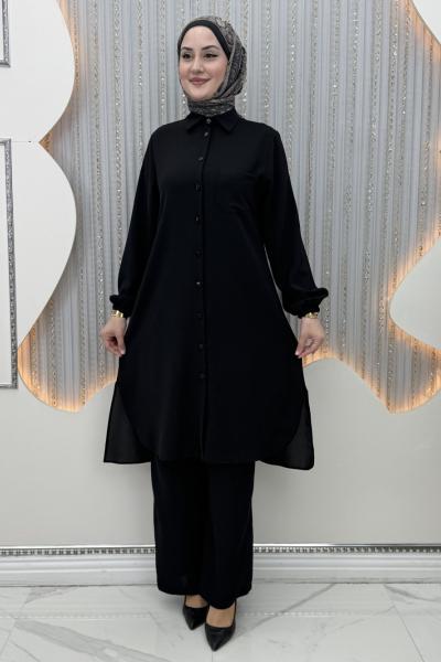 Rozalin Pantolonlu Takım  Siyah