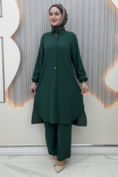 Rozalin Pantolonlu Takım  Zümrüt