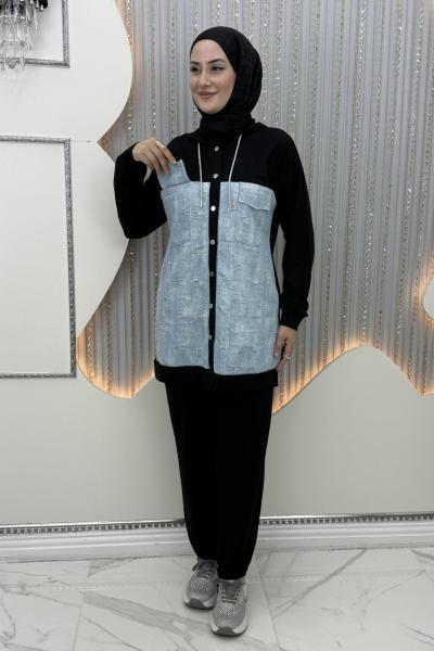 Sahi Pantolonlu Takım Siyah