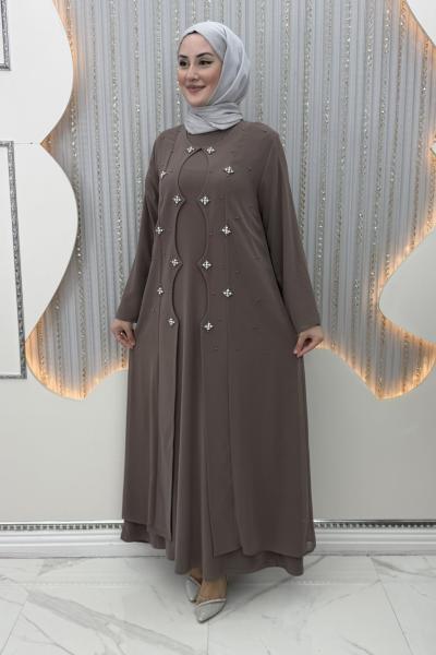 Salkım Elbiseli Hırka Vizon