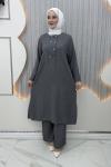 Selime Pantolonlu Takım Gri