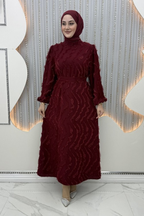 Selma elbise Bordo