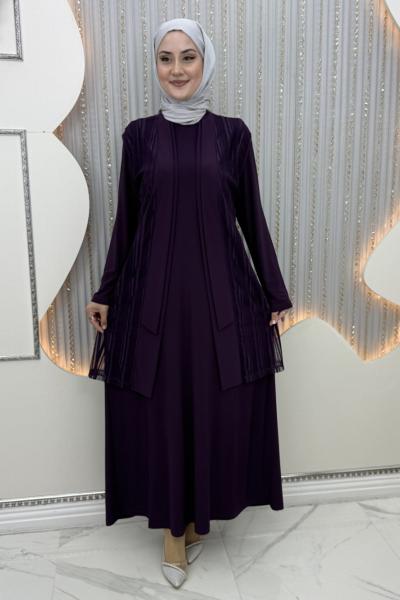Şengül elbiseli hırka Mor